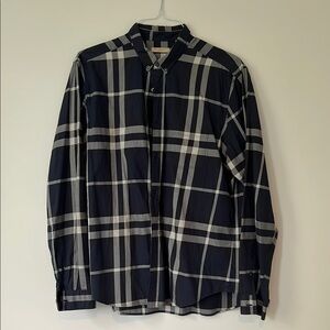 Men's Navy Plaid Burberry Shirt
